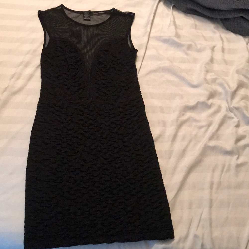 Black sheer and Ruched Dress